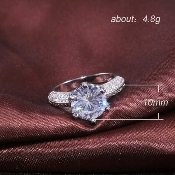 Beautiful  925 Silver White Sapphire Wedding Ring - Picture 5 of 7